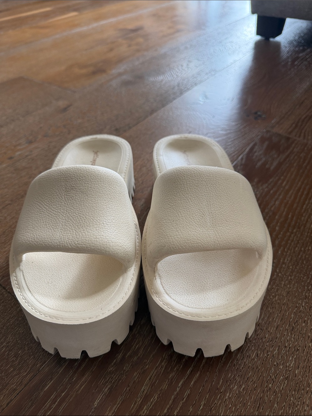 Jeffrey Campbell Cream Slide Sandals with Cushioned Footbed